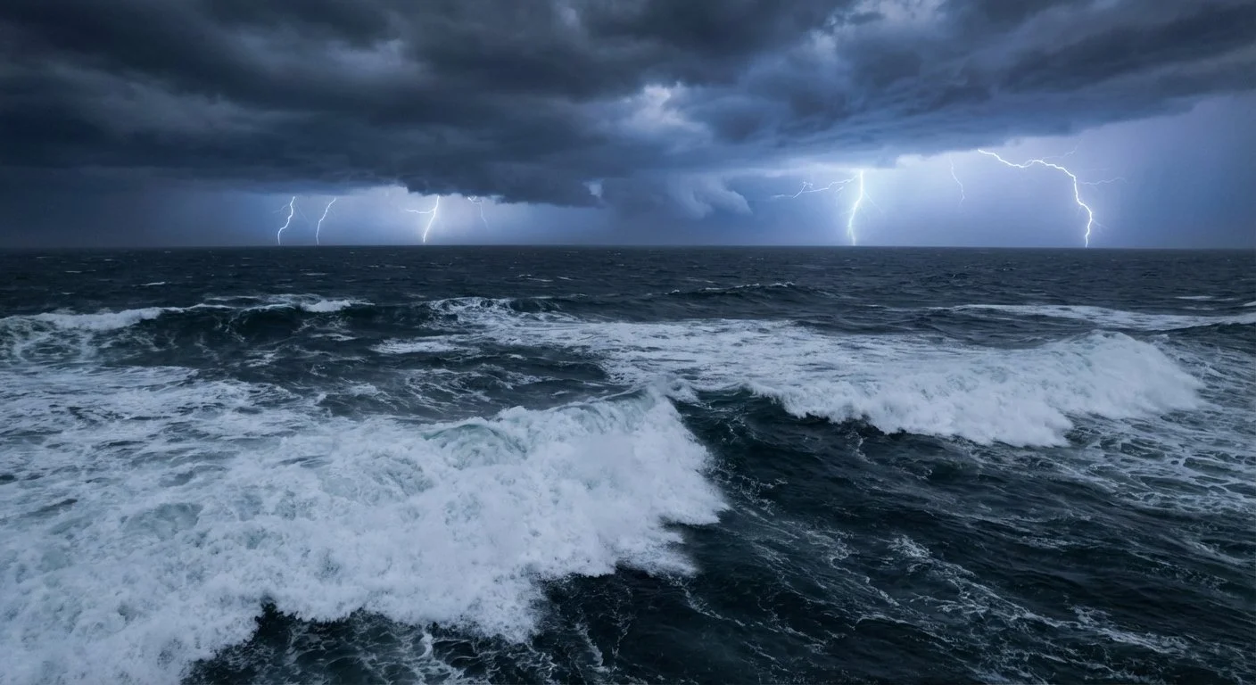 Tempête violente sur un océan déchaîné avec des vagues immenses