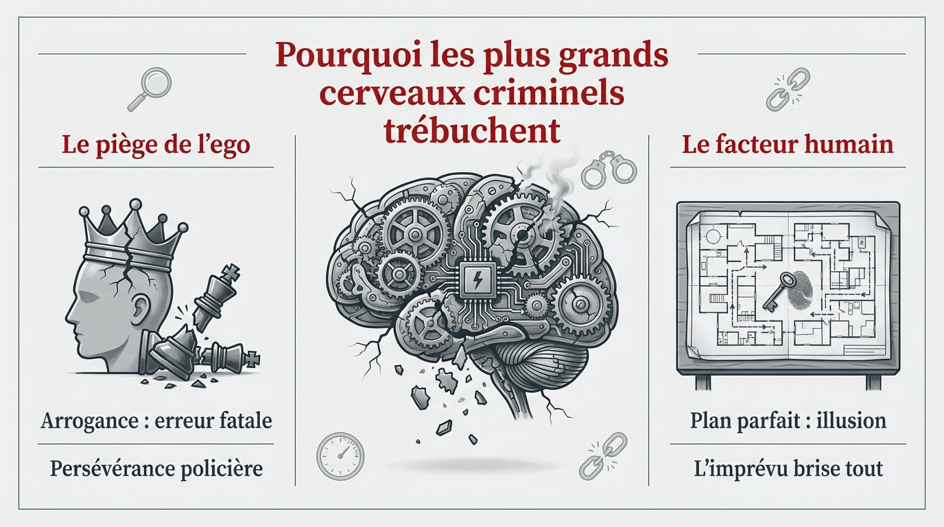 Illustration d'un cerveau criminel face à ses erreurs