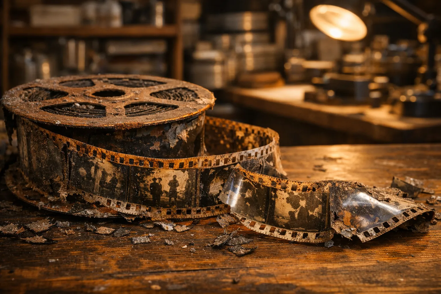 Pellicule nitrate du film Gugusse et l'Automate de Georges Méliès conservée à la Bibliothèque du Congrès