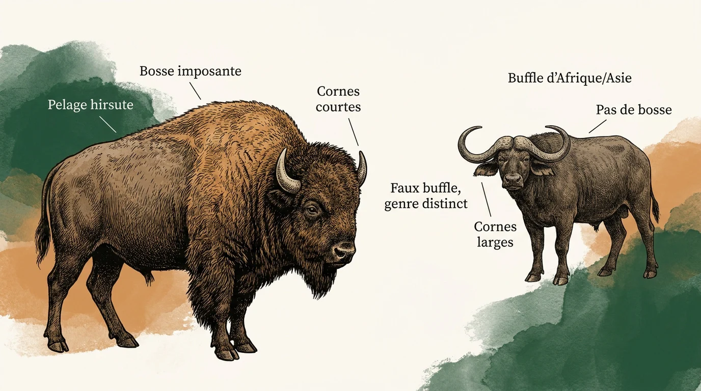 Comparaison entre un bison d'Amérique et un buffle