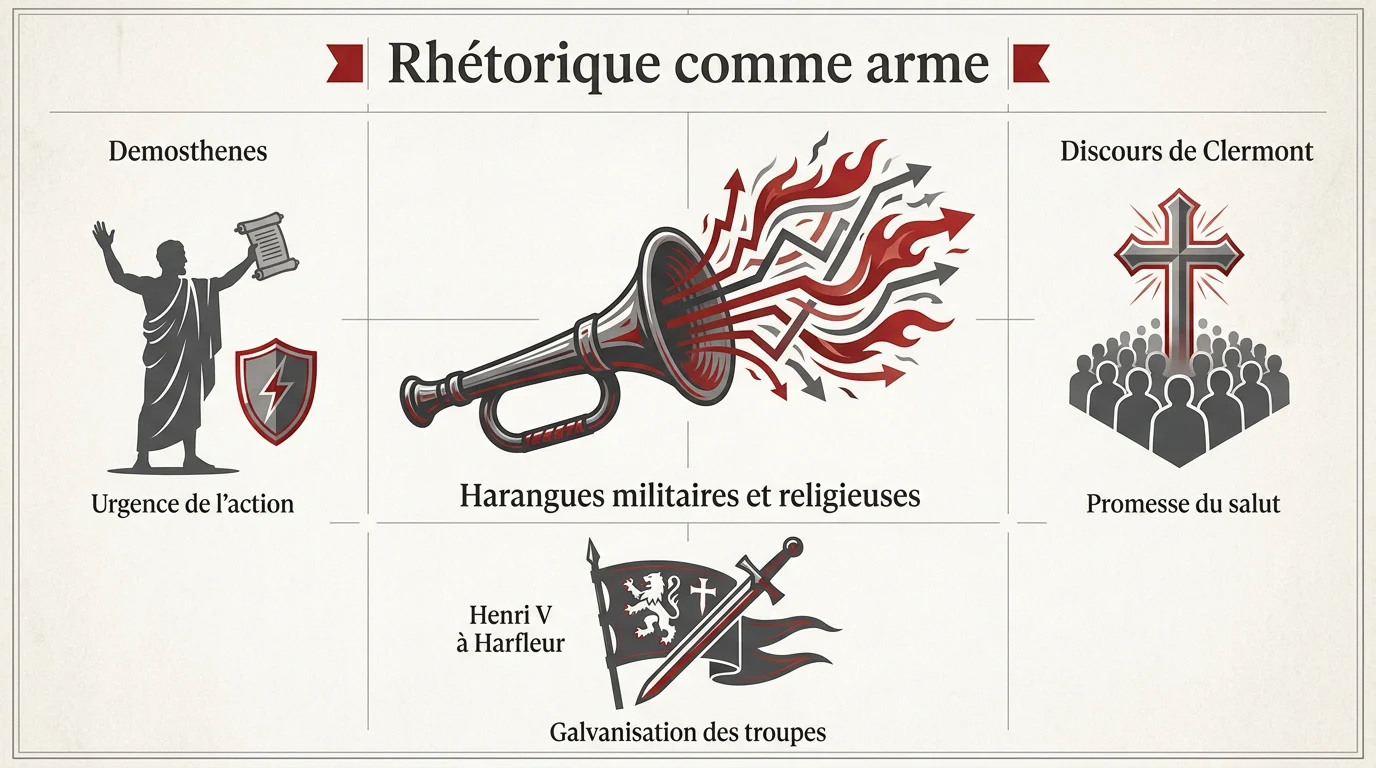 Illustration de la rhétorique politique comme catalyseur de guerre à travers l'histoire
